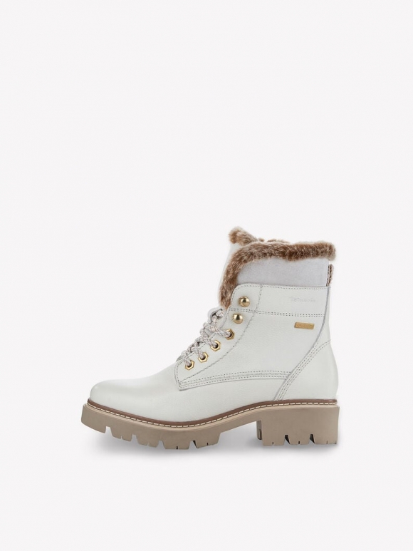 Tamaris Lederstiefelette - Weiß Warmfutter Tamaris Lederstiefelette - Weiß Warmfutter
