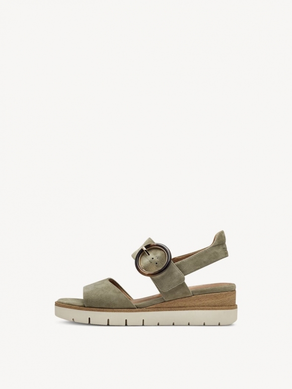 Tamaris Ledersandalette - Grün