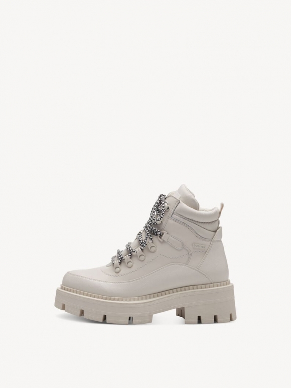 Tamaris Lederstiefelette - Weiß Warmfutter