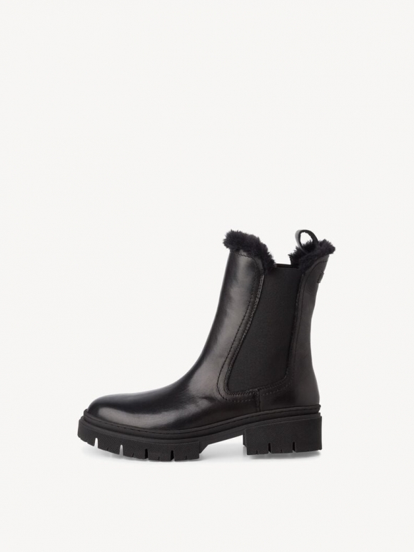Tamaris Lederstiefelette - Schwarz Warmfutter