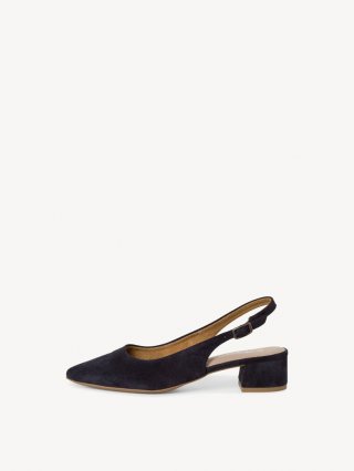 Tamaris Lederslingpumps - Blau