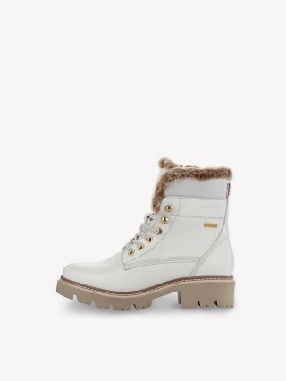 Tamaris Lederstiefelette - Weiß Warmfutter Tamaris Lederstiefelette - Weiß Warmfutter