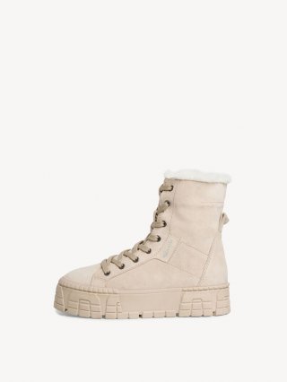 Tamaris Lederstiefelette - Beige Warmfutter