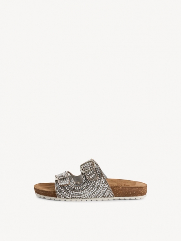 Tamaris Lederpantolette - Silber