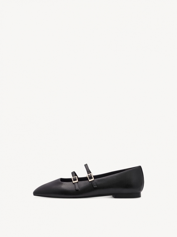 Tamaris Lederballerina - Schwarz Tamaris Lederballerina - Schwarz