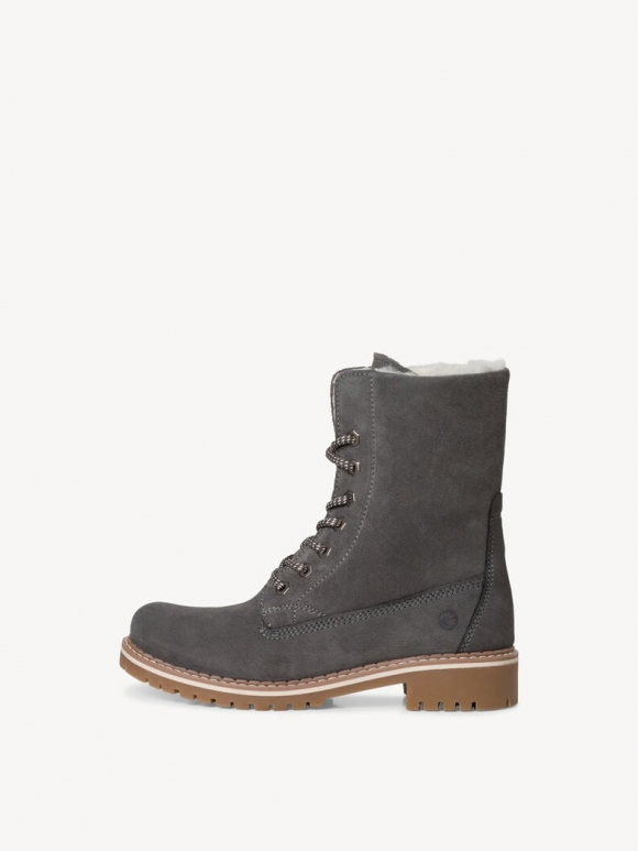 Tamaris Lederstiefelette - Grau Warmfutter