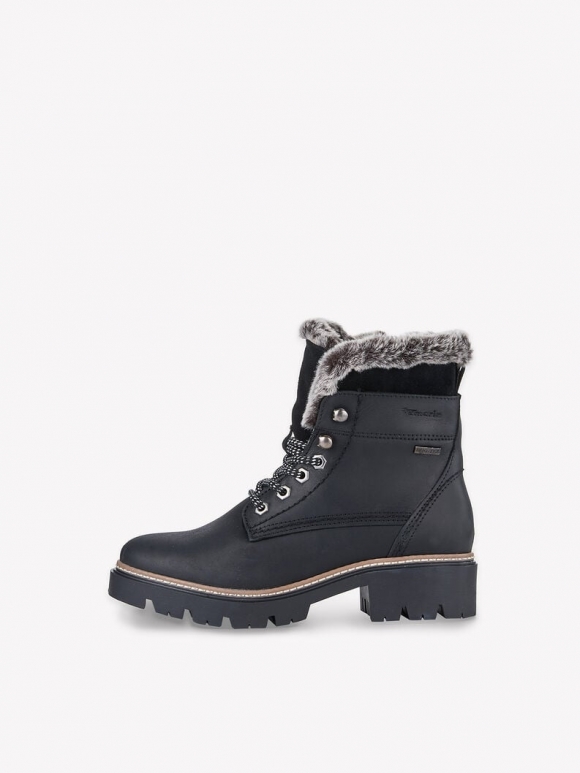 Tamaris Lederstiefelette - Schwarz Warmfutter