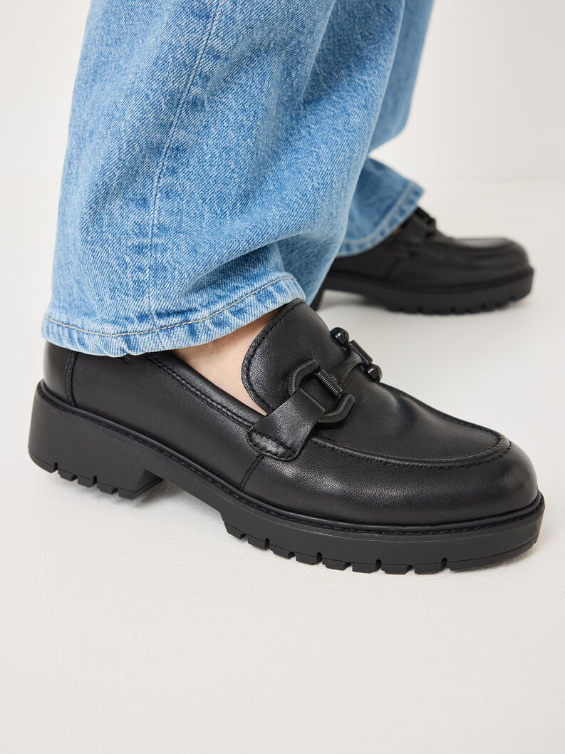 Tamaris Lederslipper - Schwarz