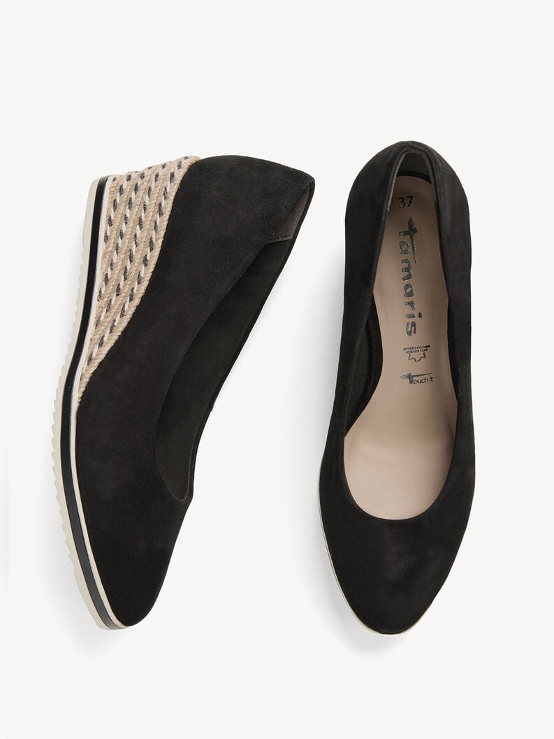 Tamaris Lederkeilpumps - Schwarz