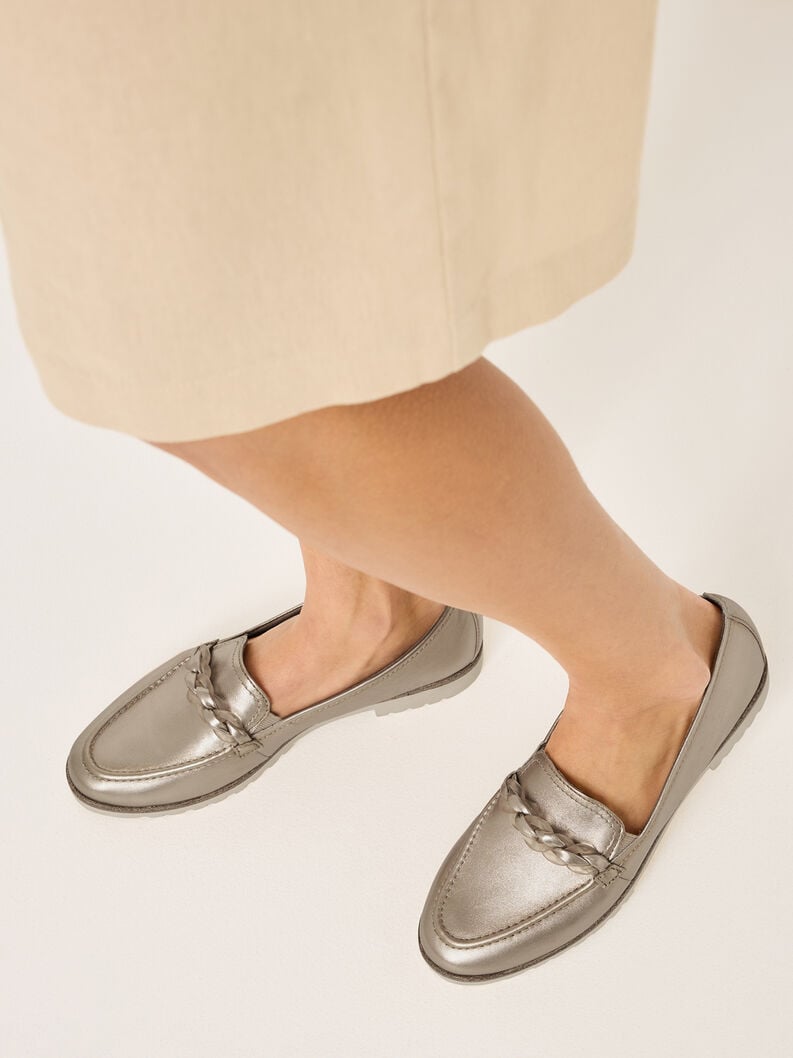 Tamaris Lederslipper - Metallic