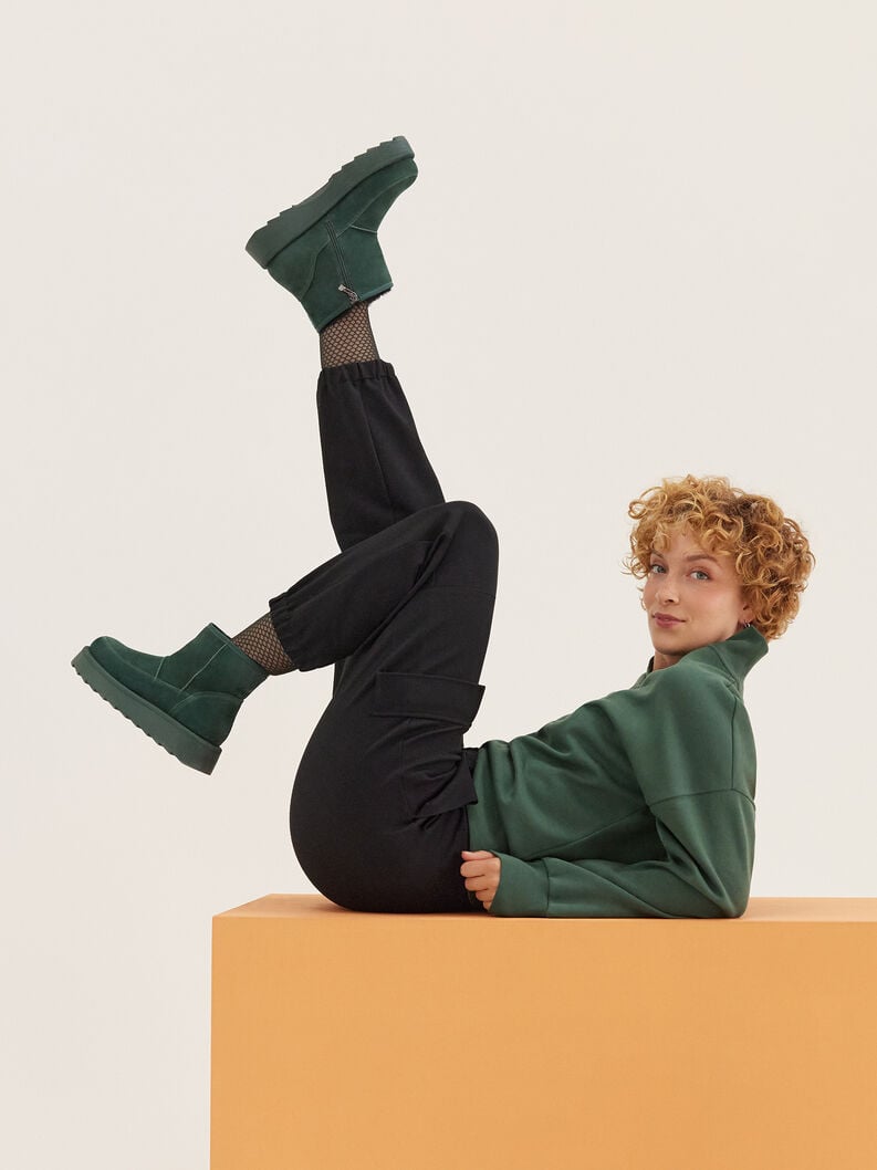 Tamaris Lederstiefelette - Grün Warmfutter