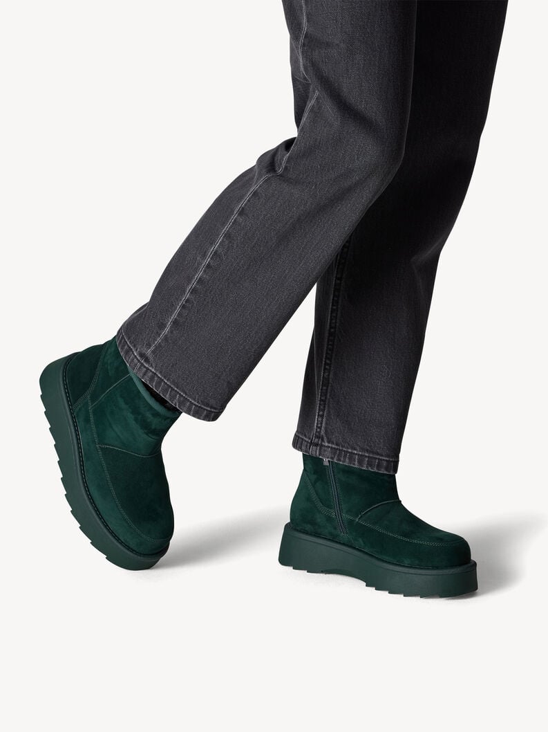 Tamaris Lederstiefelette - Grün Warmfutter