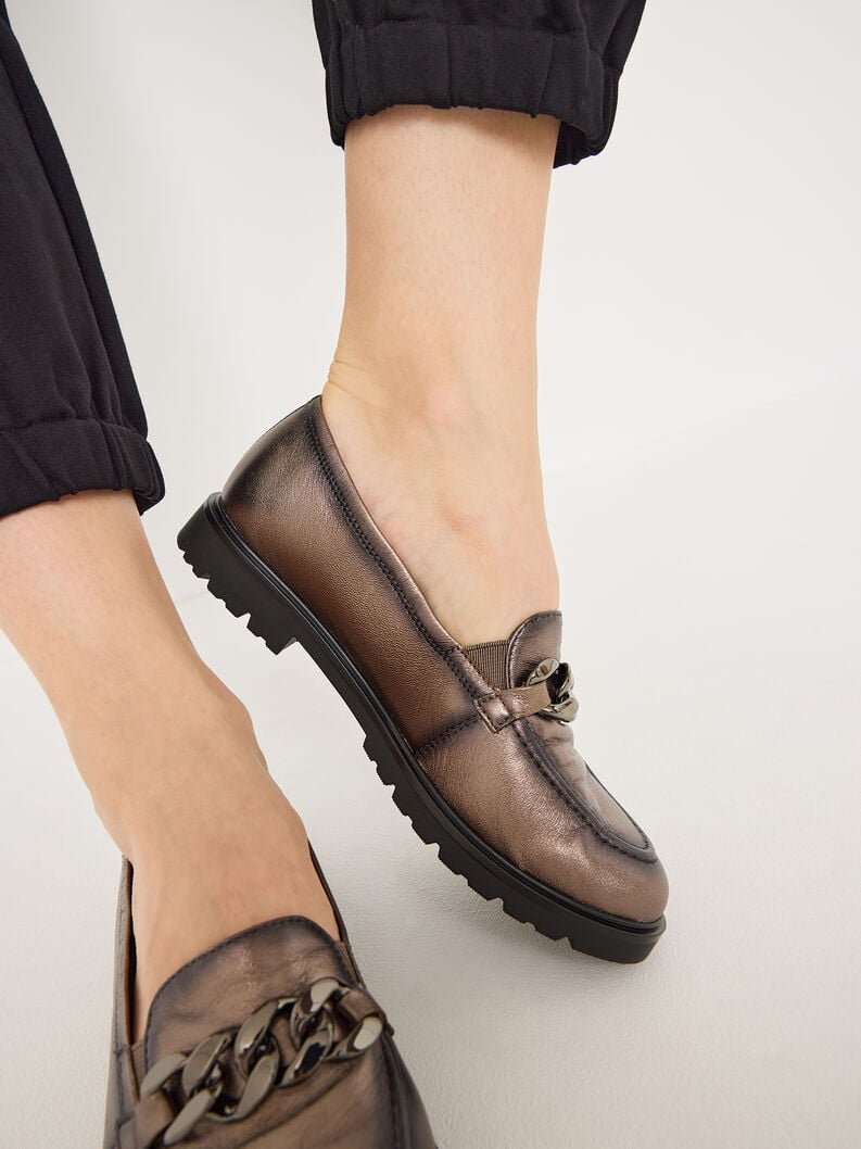 Tamaris Lederslipper - Metallic