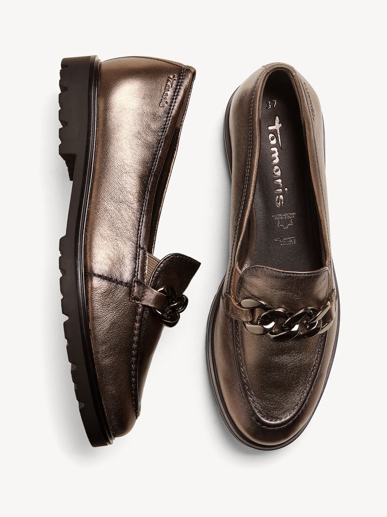 Tamaris Lederslipper - Metallic