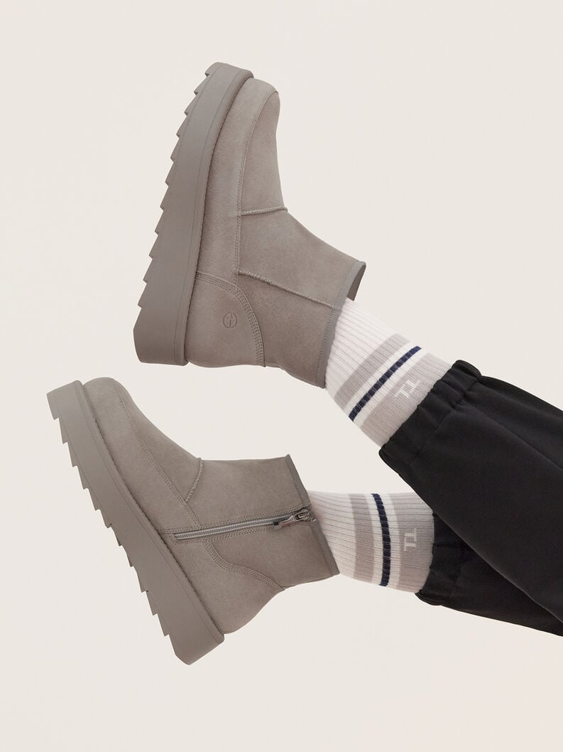 Tamaris Lederstiefelette - Grau Warmfutter