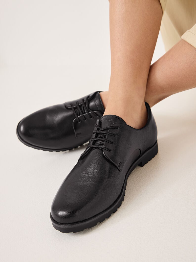 Tamaris Lederhalbschuh - Schwarz