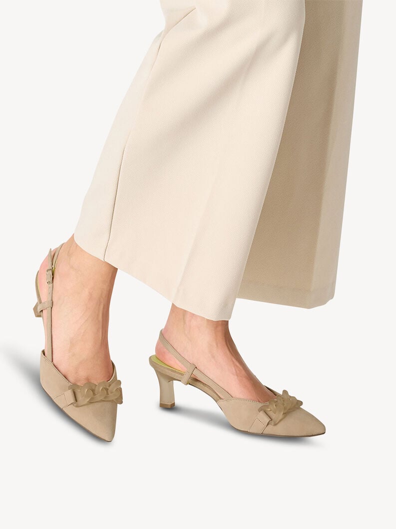 Tamaris Lederslingpumps - Beige