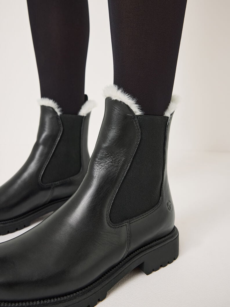 Tamaris Lederstiefelette - Schwarz Warmfutter