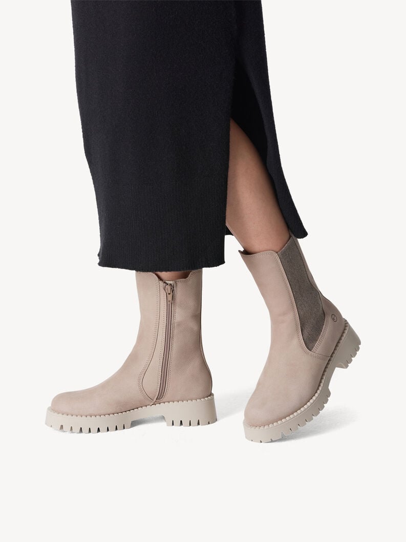 Tamaris Lederstiefelette - Beige Warmfutter