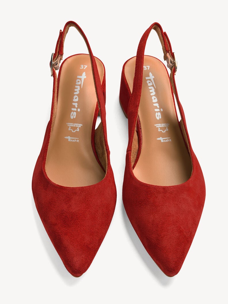 Tamaris Lederslingpumps - Rot