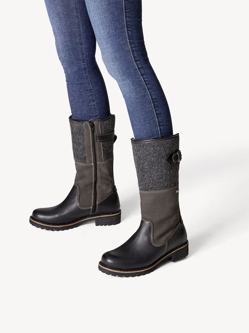 Tamaris Lederstiefel - Schwarz Warmfutter