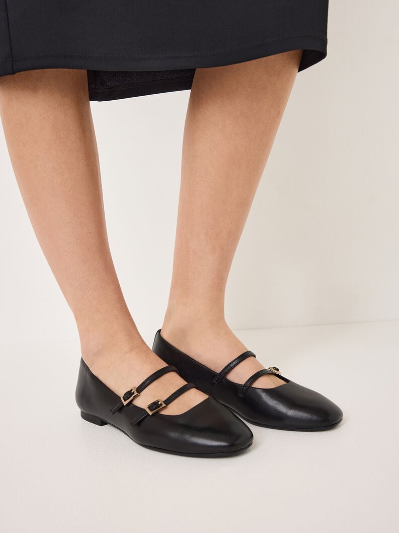 Tamaris Lederballerina - Schwarz