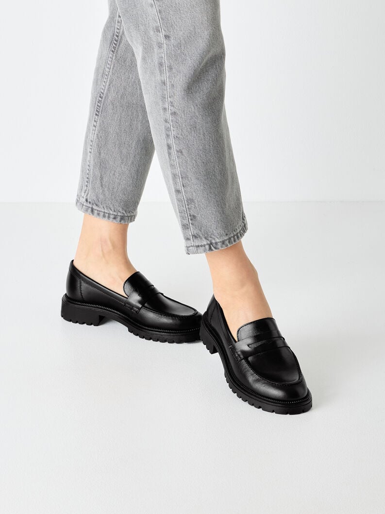 Tamaris Lederslipper - Schwarz