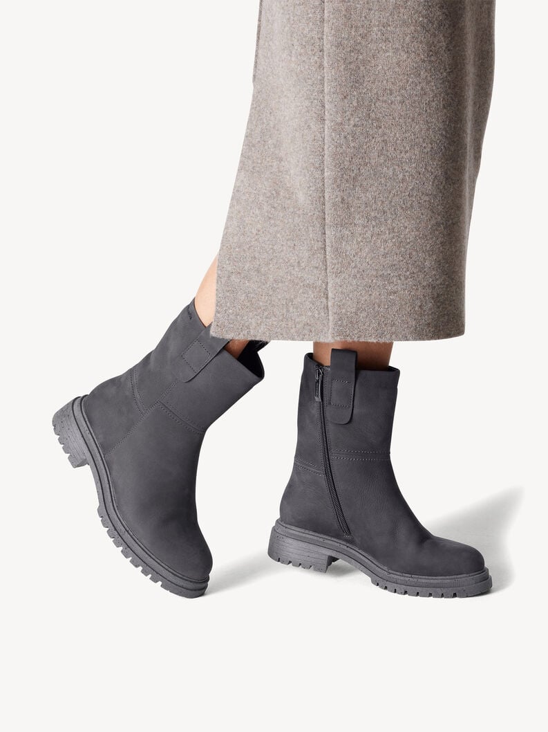 Tamaris Lederstiefelette - Grau Warmfutter