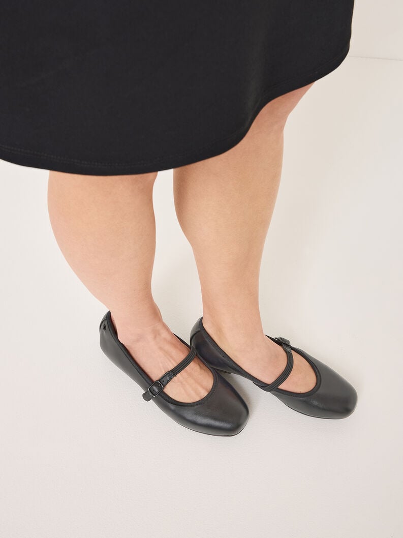 Tamaris Lederballerina - Schwarz