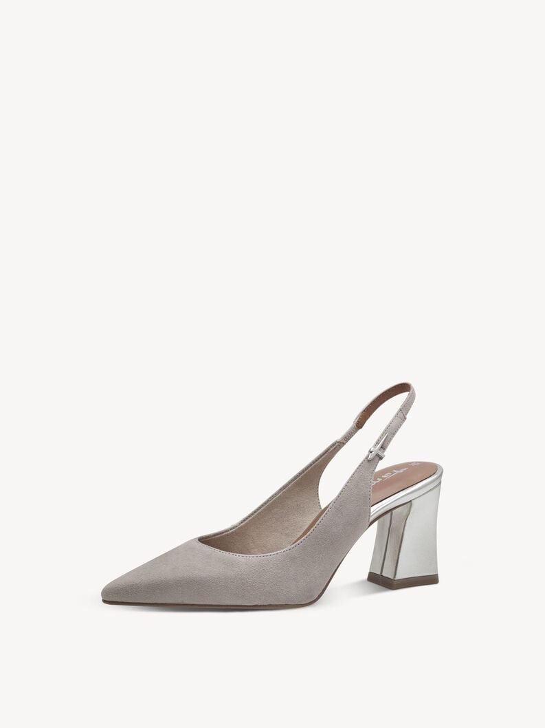 Tamaris Lederslingpumps - Grau