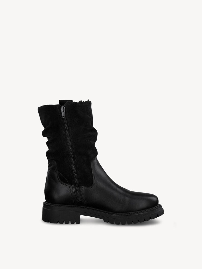 Tamaris Lederstiefelette - Schwarz Warmfutter