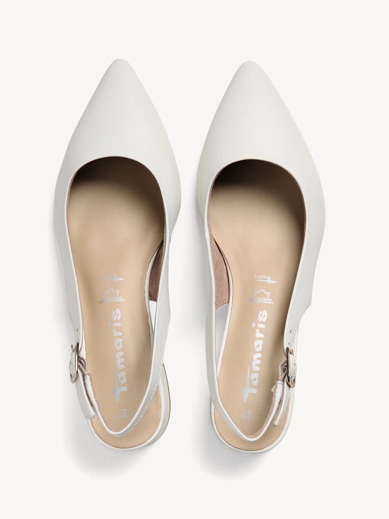 Tamaris Lederslingpumps - Weiß
