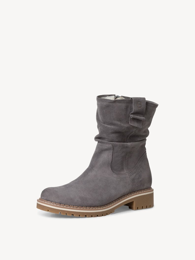 Tamaris Lederstiefelette - Grau Warmfutter