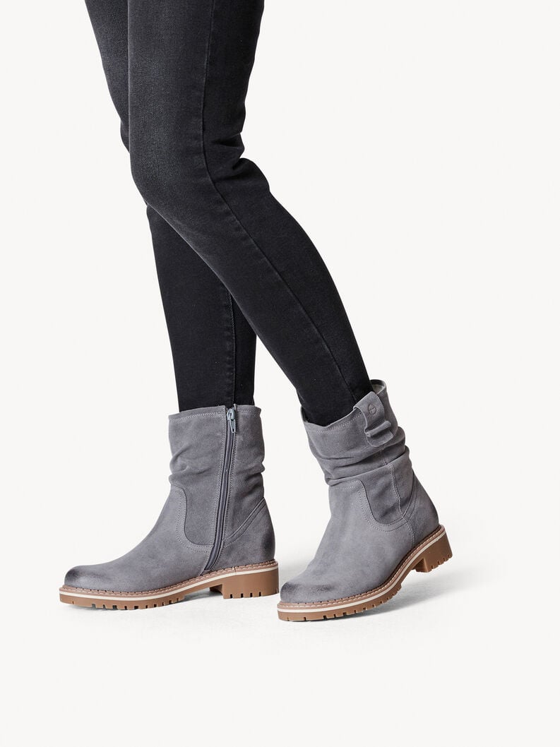 Tamaris Lederstiefelette - Grau Warmfutter