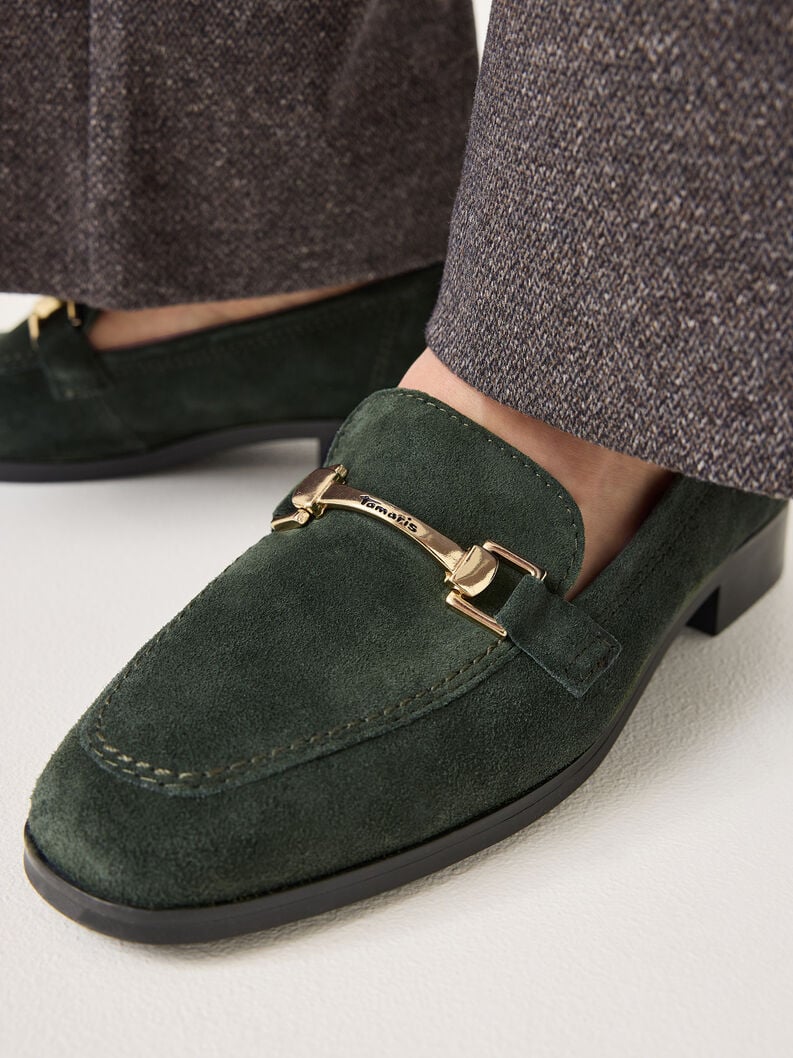 Tamaris Lederslipper - Grün