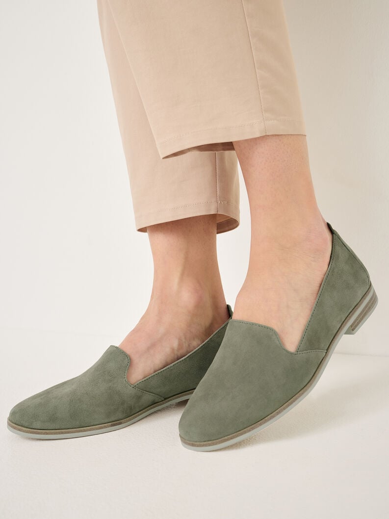 Tamaris Lederslipper - Grün