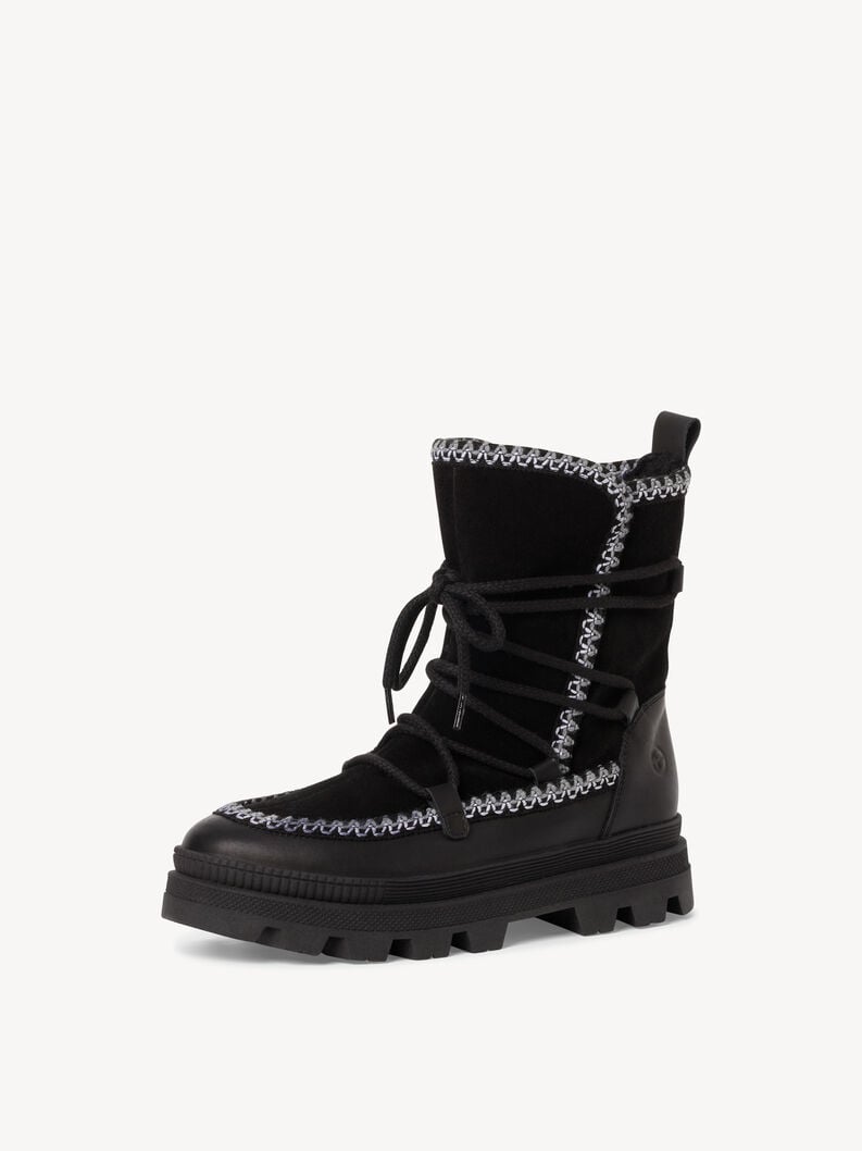 Tamaris Lederstiefelette - Schwarz Warmfutter