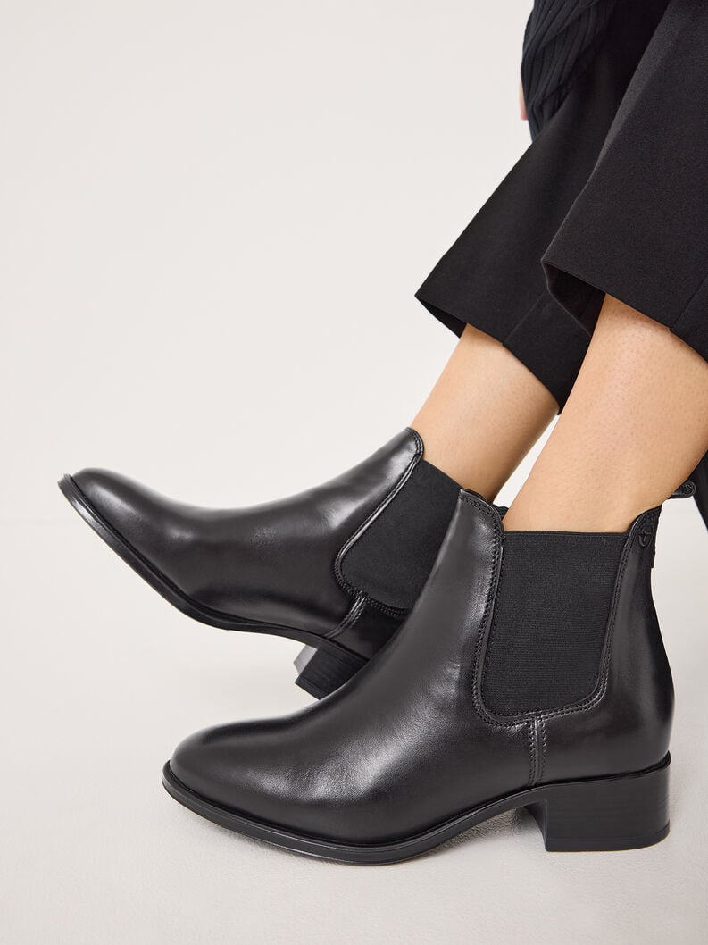 Tamaris Leder Chelsea Boot - Schwarz