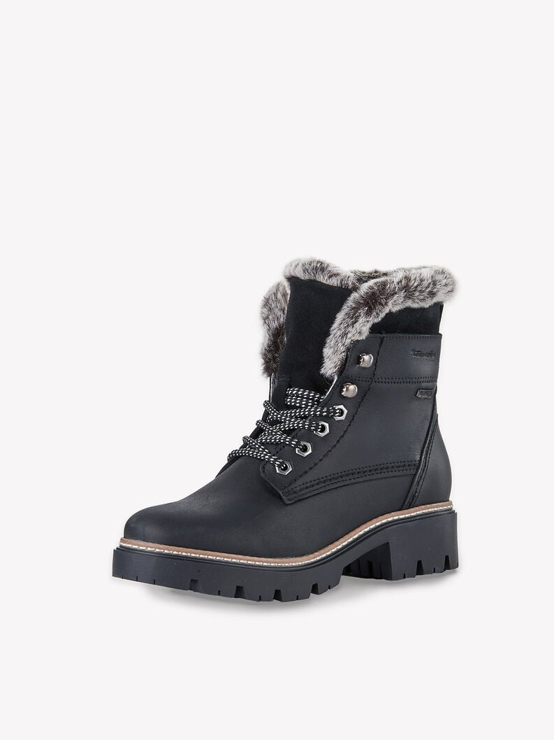 Tamaris Lederstiefelette - Schwarz Warmfutter