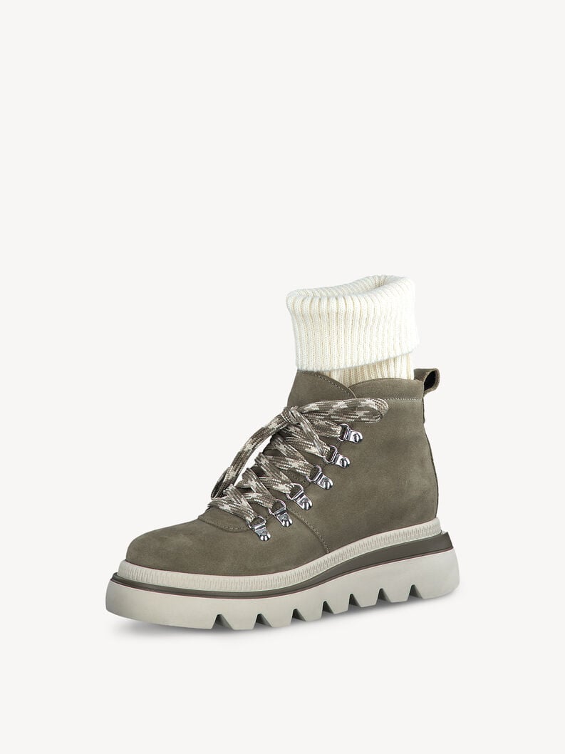 Tamaris Lederstiefelette - Grün Warmfutter