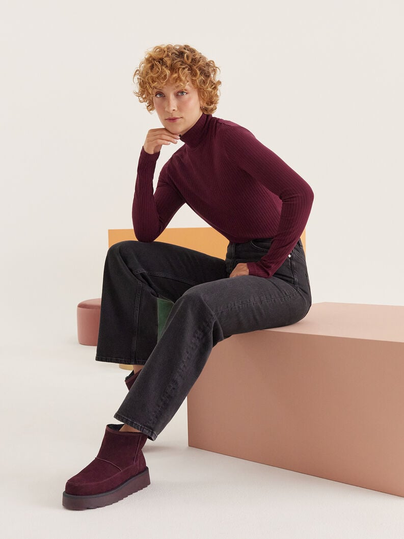 Tamaris Lederstiefelette - Rot Warmfutter