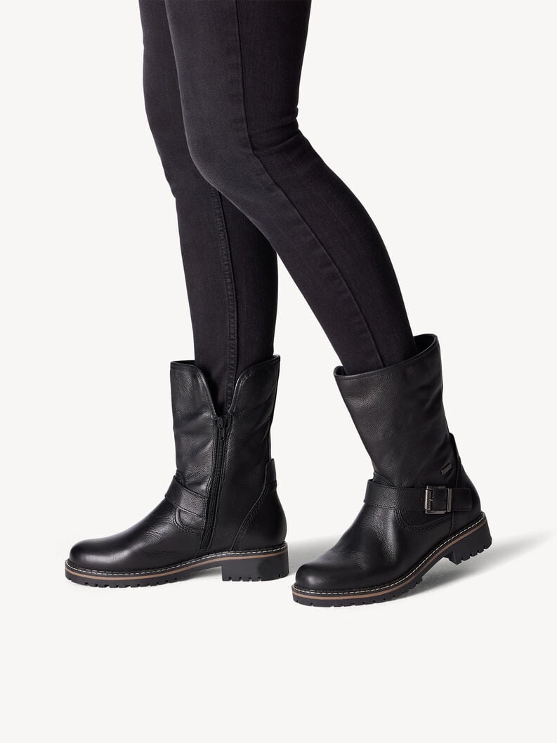 Tamaris Lederstiefelette - Schwarz Warmfutter